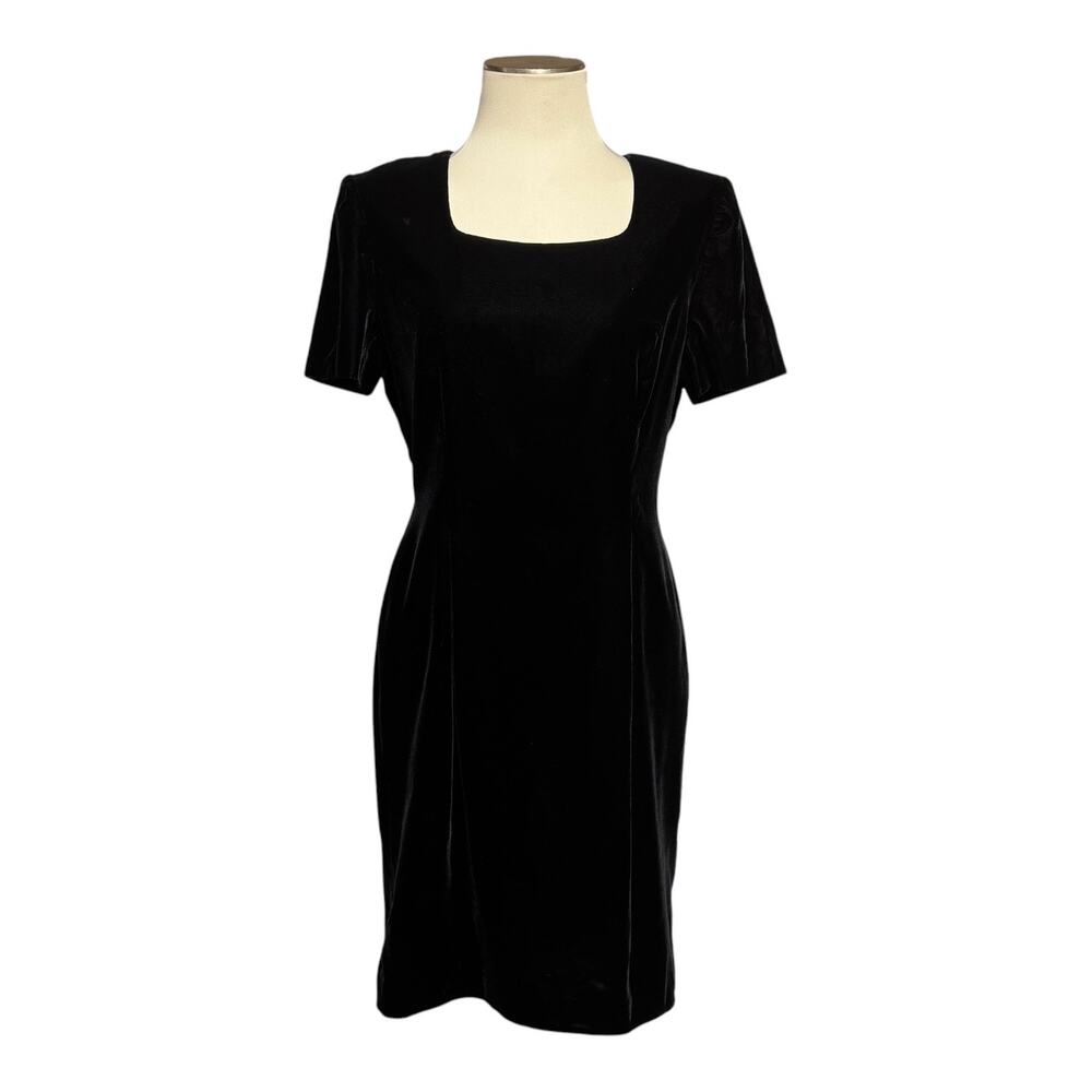 Talbots Short Sleeve Mini Dress Black Velvet 10